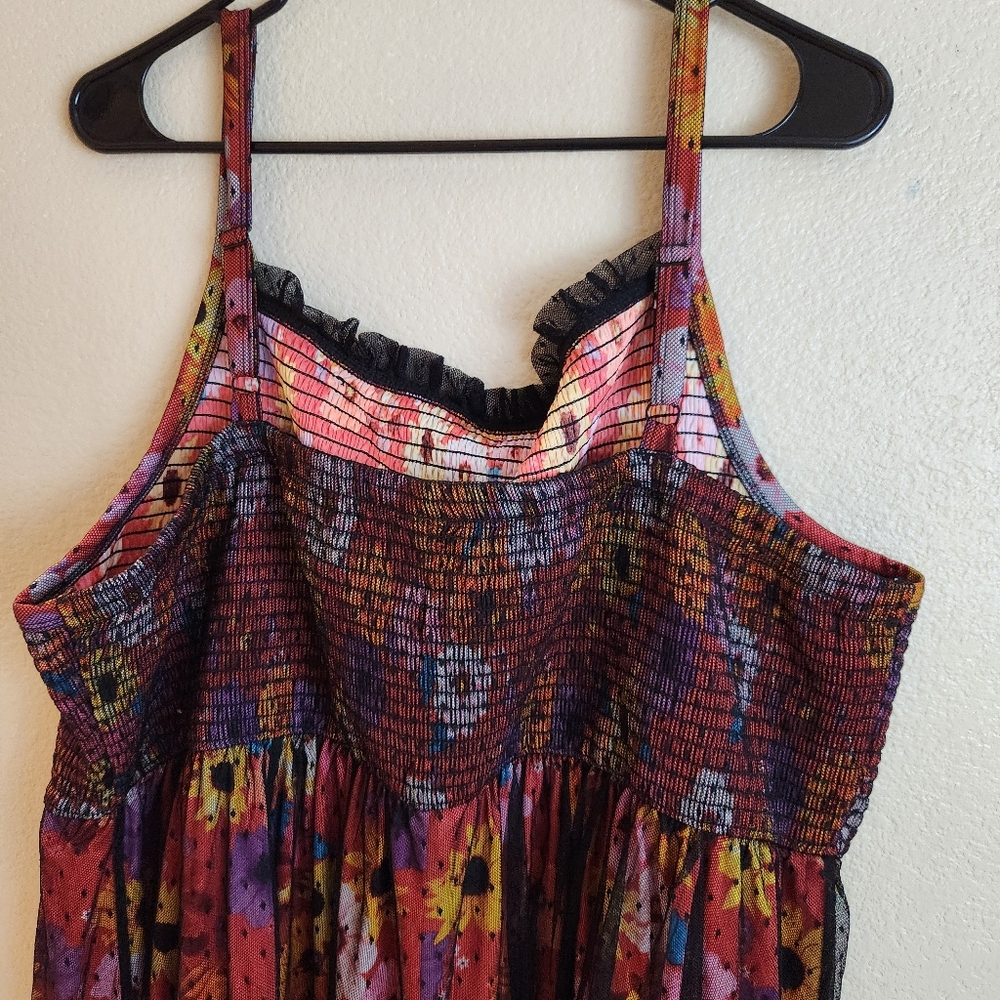 Torrid 4X Sleeveless Tiered Floral Smocked Dress Boho Tropical Dress - Picture 8 of 14